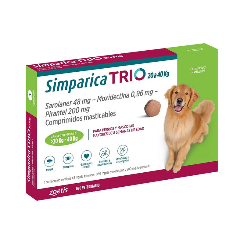 Simparica Trio 20 a 40kg  3 Comp