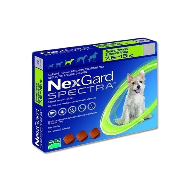 Nexgard Spectra 7.6 a 15Kg – 3 Comprimidos