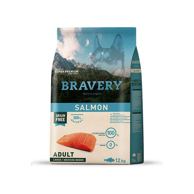 Bravery Salmon Adulto Raza Mediana Y Grande 12kg
